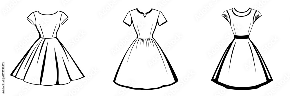 Elegant and timeless dress designs featuring different styles and silhouettes for various occasions Elegant and timeless dress designs featuring different styles and silhouettes for various occasions