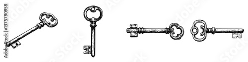Vintage keys displayed in a collection showcasing intricate designs and historical craftsmanship