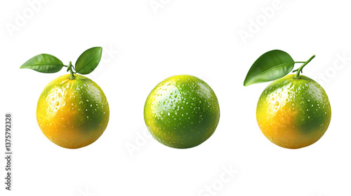 Calamansi Fruit Set of Three Different Poses on Transparent Background for Citrus Branding, Fruit Marketing, or Tropical Food Promotion