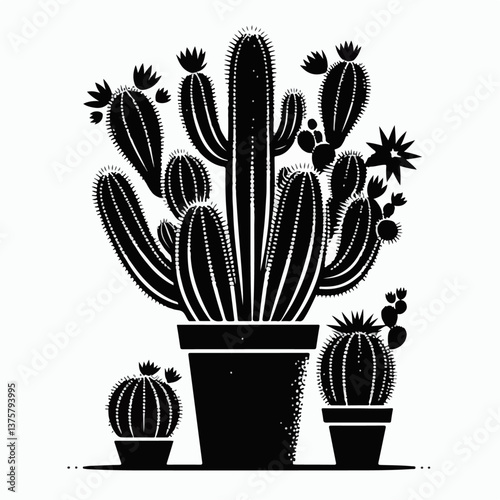 Cactus silhouette, Cactus vector