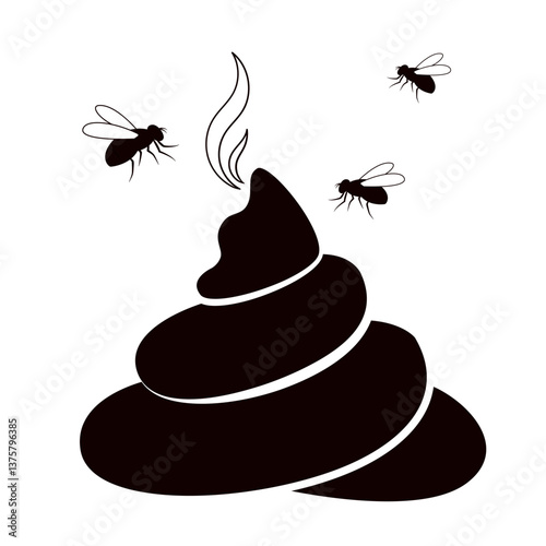 A stinking pile of poop with flies circling around it