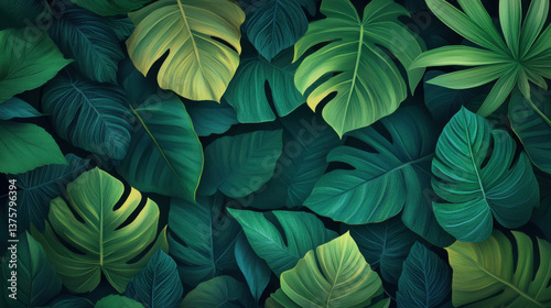 Wallpaper Mural Lush Green Tropical Leaves Background for Nature Inspired Designs Torontodigital.ca