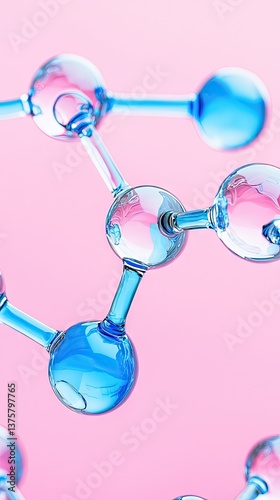 Molecular structure, science, research, pink background, lab, healthcare