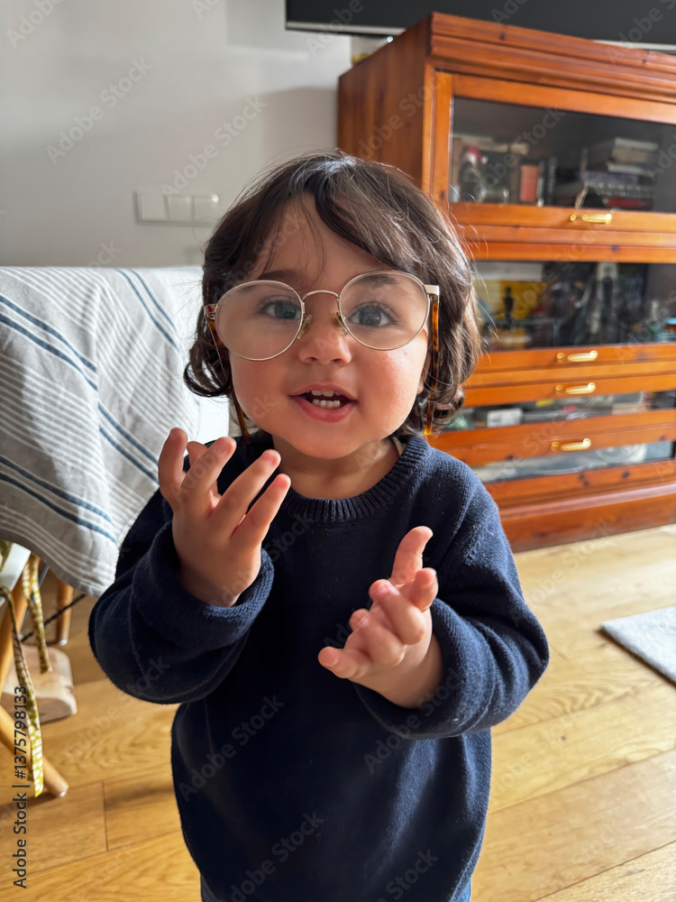 Happy Baby Boy Wearing Glasses