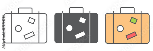 Travel bag icon collection, suitcase and baggage, luggage vector icon set, vector graphics, editable stroke outline sign, eps 10