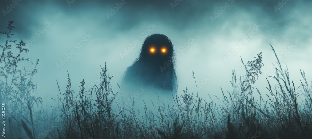 Ghost supernatural silhouette. Horror creepy haunted background. Generative AI technology.