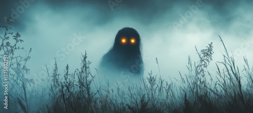 Obraz na płótnie Ghost supernatural silhouette. Horror creepy haunted background. Generative AI technology.
w salonie