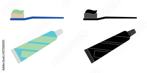 Toothpaste, toothbrush, dental hygiene icon design