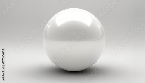 Shiny White Sphere on Gray Background