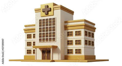 Isolated Cartoon Hospital Building Healthcare Facility