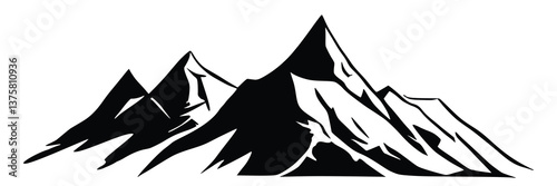 Silhouette mountain range isolated on white background, vector design