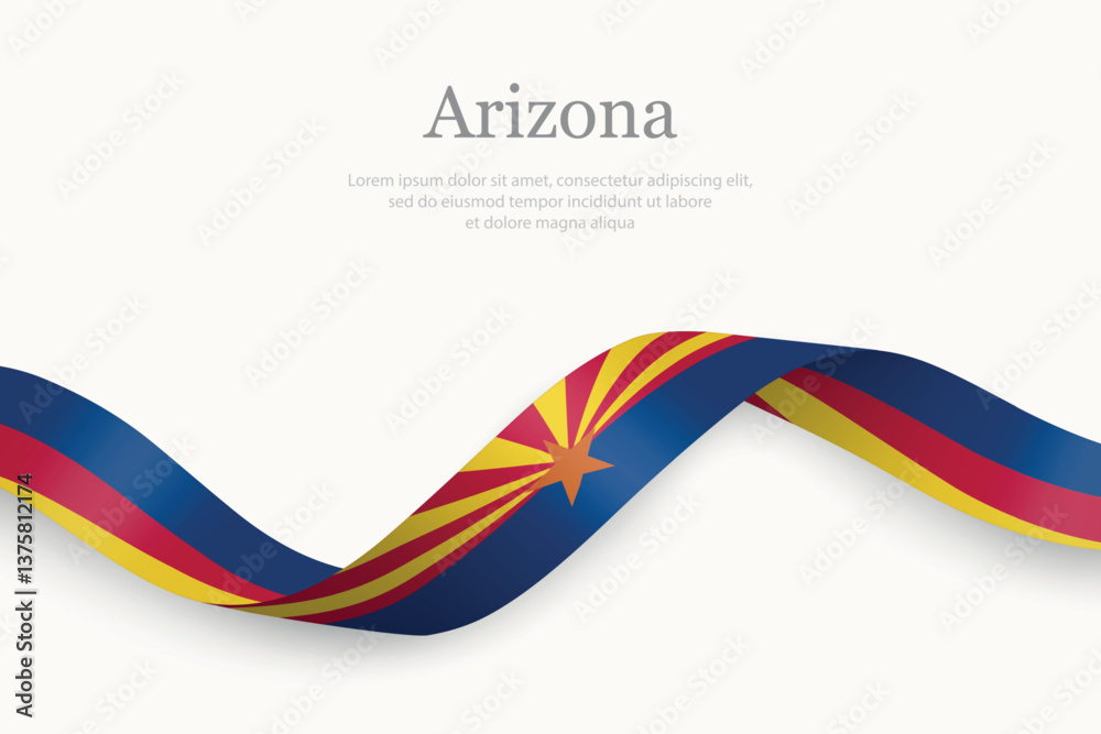 Arizona Flag on Waving Ribbon. State of United States