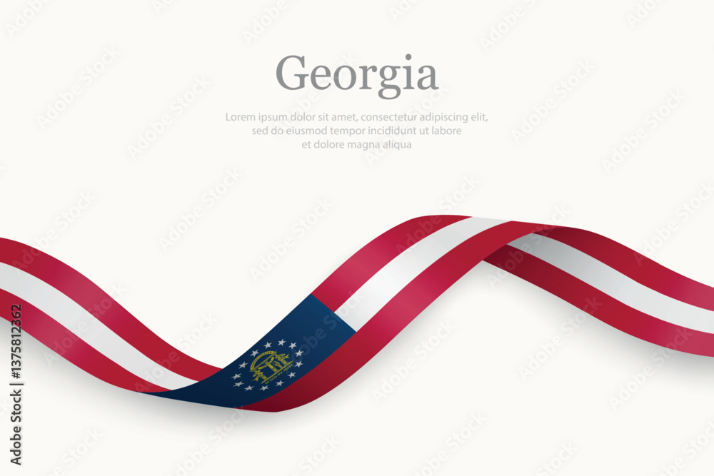 Obraz premium Georgia Flag on Waving Ribbon. State of United States