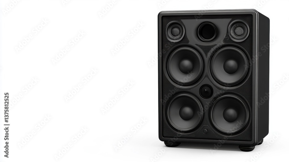 Realistic Black Speaker with Four Drivers for Audio Enthusiasts Realistic Black Speaker with Four Drivers for Audio Enthusiasts