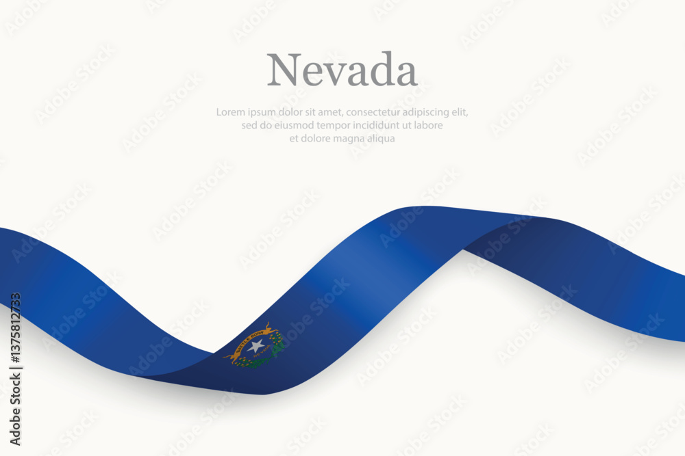 Nevada Flag on Waving Ribbon. State of United States