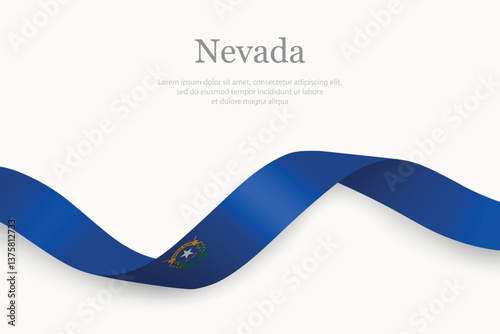 Obraz na płótnie Nevada Flag on Waving Ribbon. State of United States w salonie