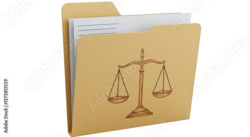 Isolated File Folder with Justice Scale Icon