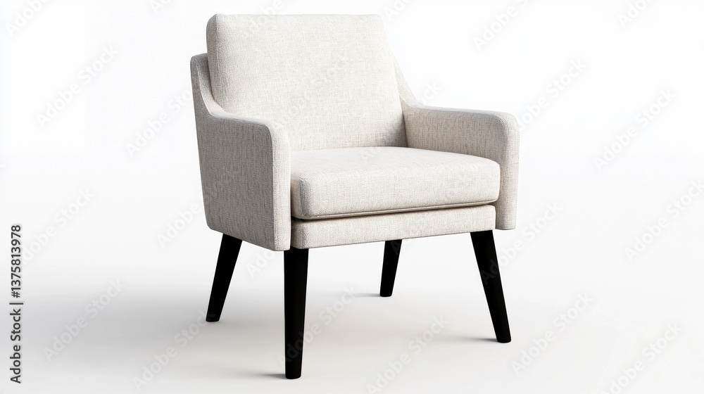 Elegant Single Armchair with Soft Fabric and Wooden Legs Elegant Single Armchair with Soft Fabric and Wooden Legs
