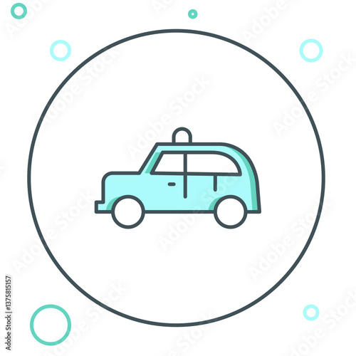 Line Taxi car icon isolated on white background. Colorful outline concept. Vector
