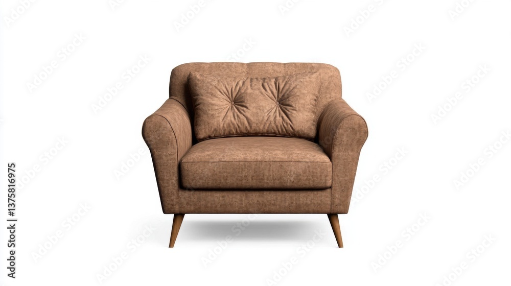 Cozy Armchair in Warm Brown Fabric with Modern Design for Living Room Cozy Armchair in Warm Brown Fabric with Modern Design for Living Room