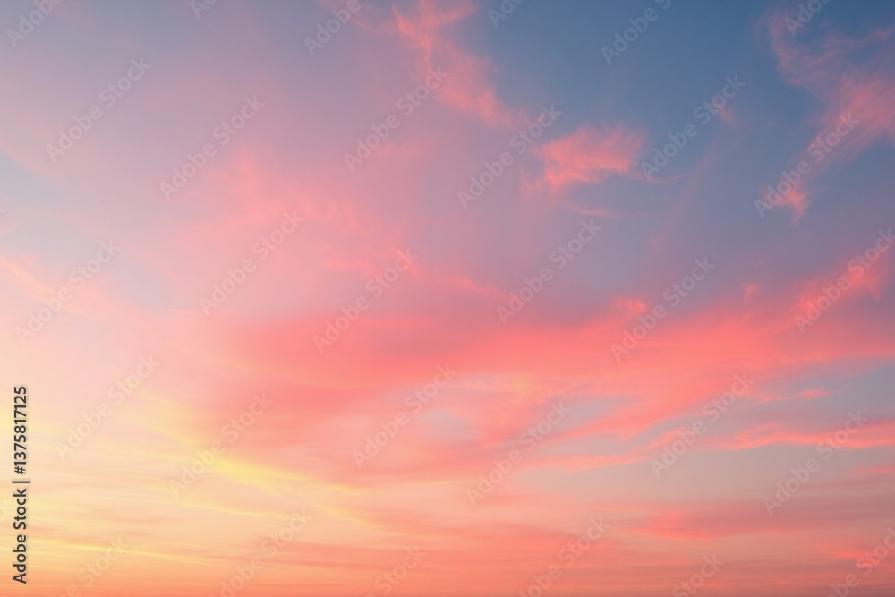 Fototapeta premium Soft Pastel Sunset Sky with Impressionist Abstract Style