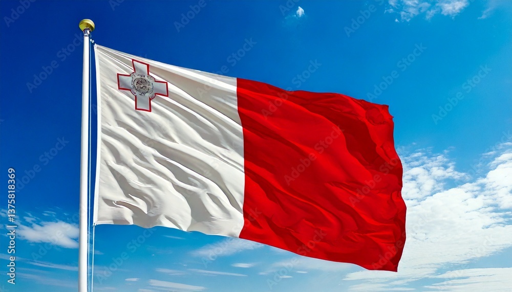 Naklejka premium Maltese flag and blue sky