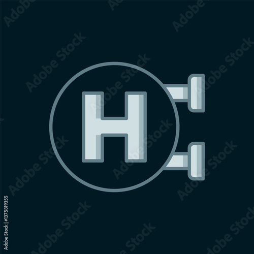Line Hospital signboard icon isolated on black background. Flat filled outline style with shadow. Vector