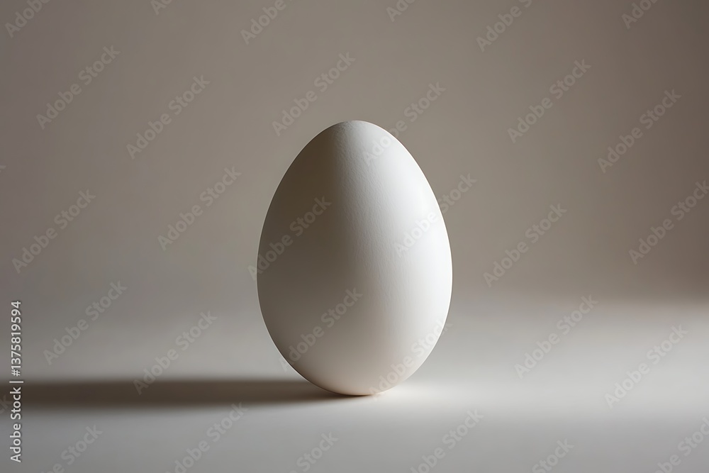 Simple CloseUp of a Single White Egg Isolated on Gray Background with Shadows Simple CloseUp of a Single White Egg Isolated on Gray Background with Shadows