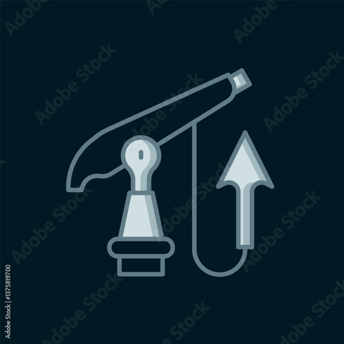 Line Fishing harpoon icon isolated on black background. Fishery manufacturers for catching fish under water. Diving underwater equipment. Flat filled outline style with shadow. Vector