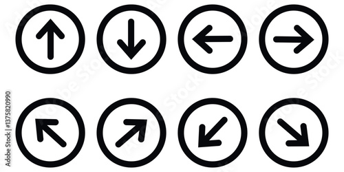 Arrow icon vector set, outline style arrow icons vector set in trendy flat style illustration isolated on white background.