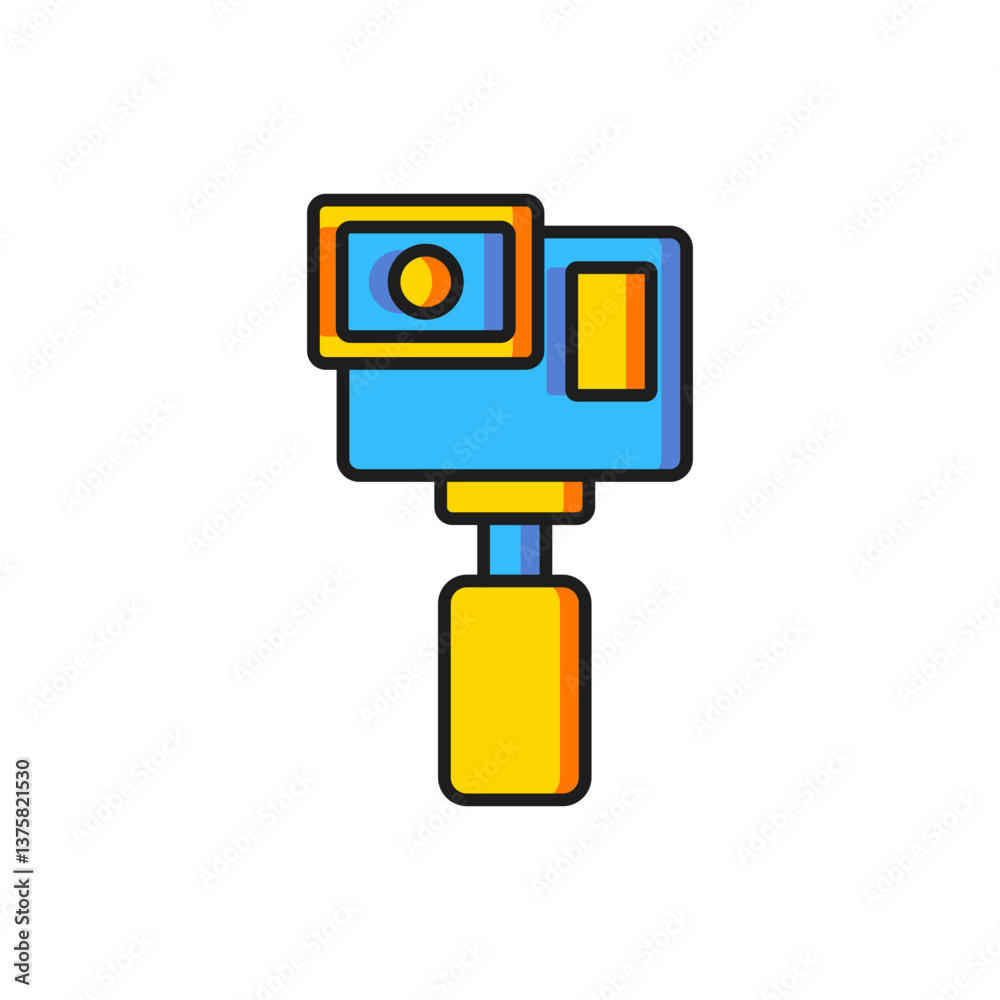 Color Action extreme camera icon isolated on white background. Video camera equipment for filming extreme sports. Flat filled outline style with shadow. Vector Color Action extreme camera icon isolated on white background. Video camera equipment for filming extreme sports. Flat filled outline style with shadow. Vector