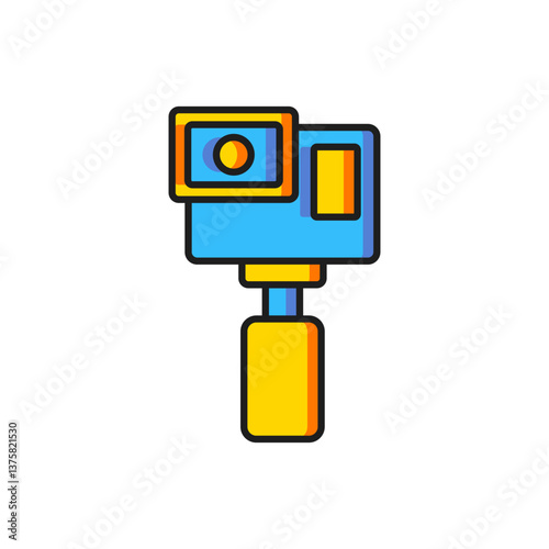Color Action extreme camera icon isolated on white background. Video camera equipment for filming extreme sports. Flat filled outline style with shadow. Vector