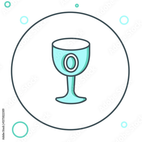 Line Medieval goblet icon isolated on white background. Holy grail. Colorful outline concept. Vector