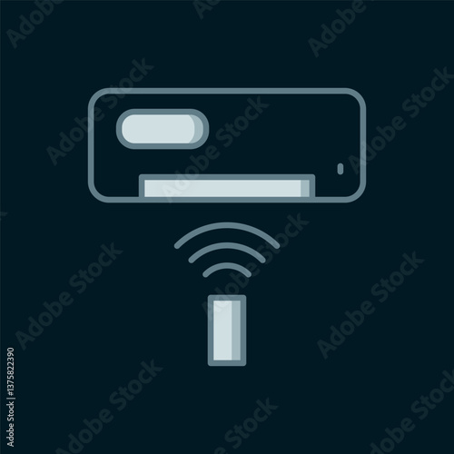 Line Air conditioner icon isolated on black background. Split system air conditioning. Cool and cold climate control system. Flat filled outline style with shadow. Vector