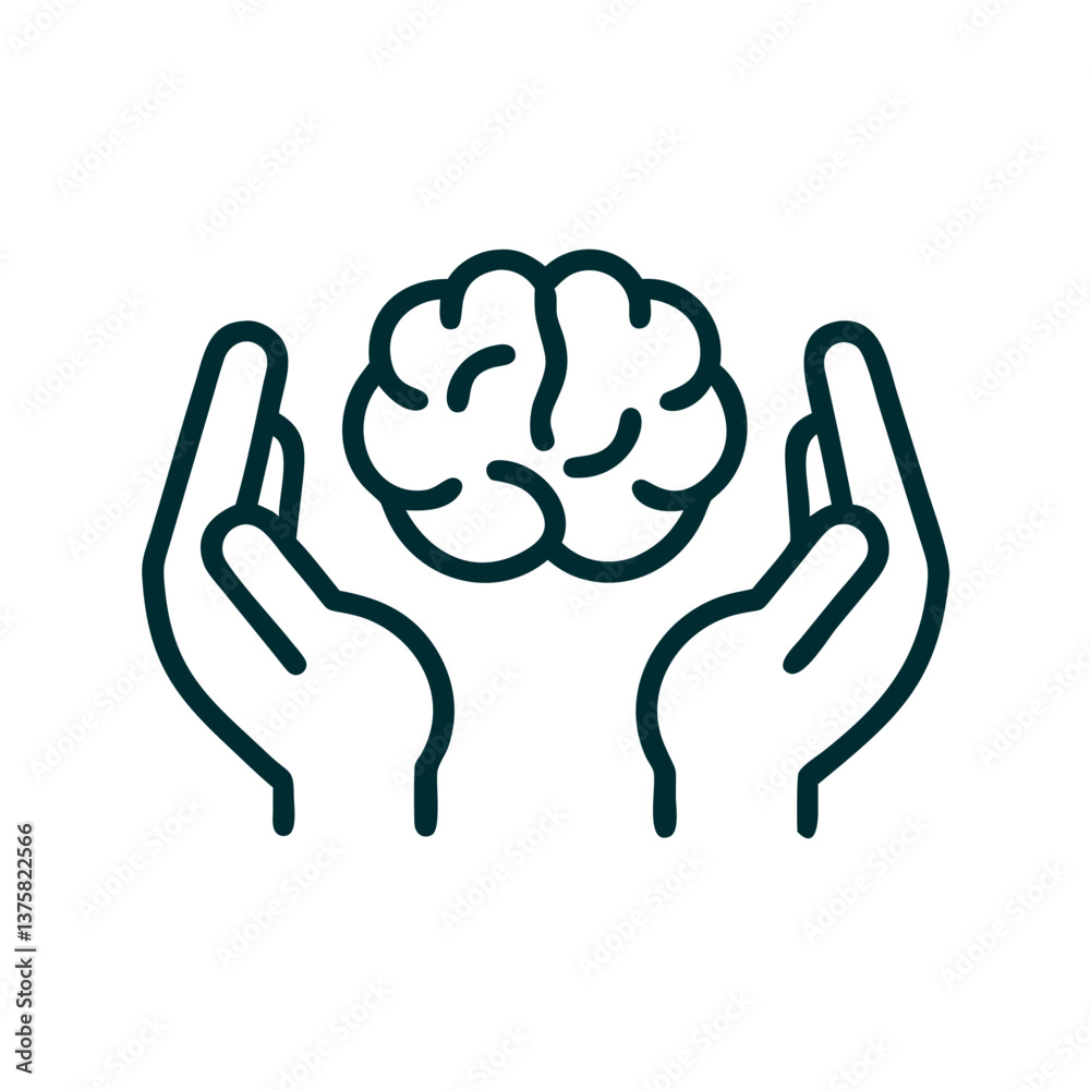 Hands Holding Brain Icon Representing Care for Mental Health Hands Holding Brain Icon Representing Care for Mental Health