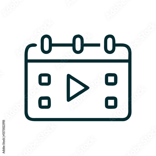 Video playback calendar icon in minimalist style  