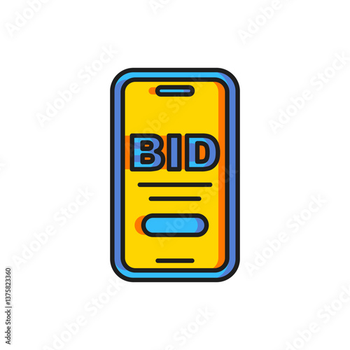 Color Online auction icon isolated on white background. Bid sign. Auction bidding. Sale and buyers. Flat filled outline style with shadow. Vector