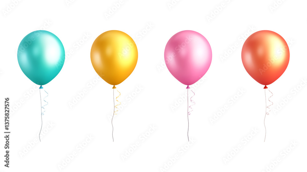 Balloons Set of Four Different Poses on Transparent Background for Party Decor, Event Marketing, or Celebration Branding Balloons Set of Four Different Poses on Transparent Background for Party Decor, Event Marketing, or Celebration Branding