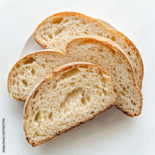 pieces of bread on a white background 