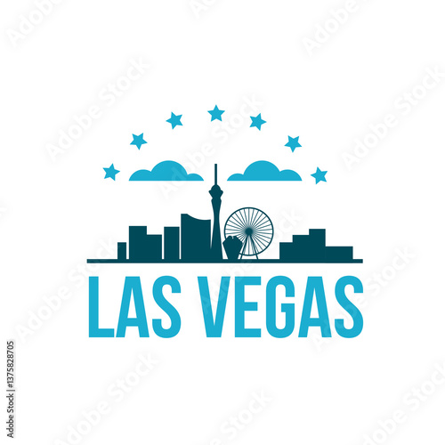 Canvas Print Fun vector design of Las Vegas city silhouette suitable for stickers or prints