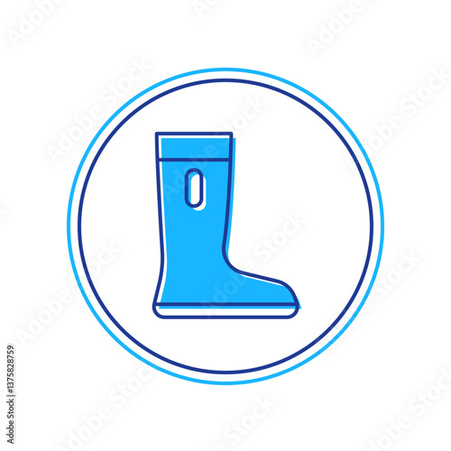 Filled outline Waterproof rubber boot icon isolated on white background. Gumboots for rainy weather, fishing, gardening. Vector