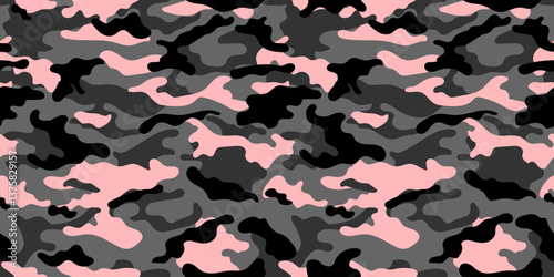 Dark Pink camouflage pattern for clothing design. Colorful military seamless pattern for army