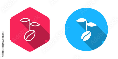 Filled and outline Coffee beans icon isolated with long shadow background. Vector