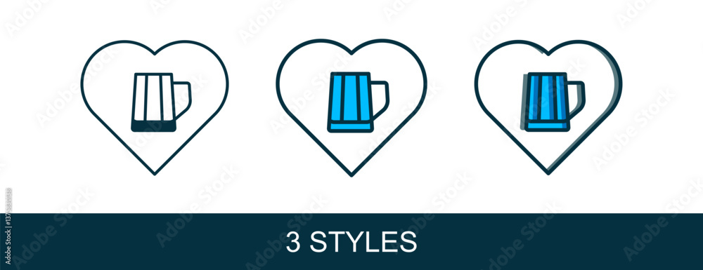 Obraz premium Filled outline Heart with glass of beer icon isolated on white background. Vector
