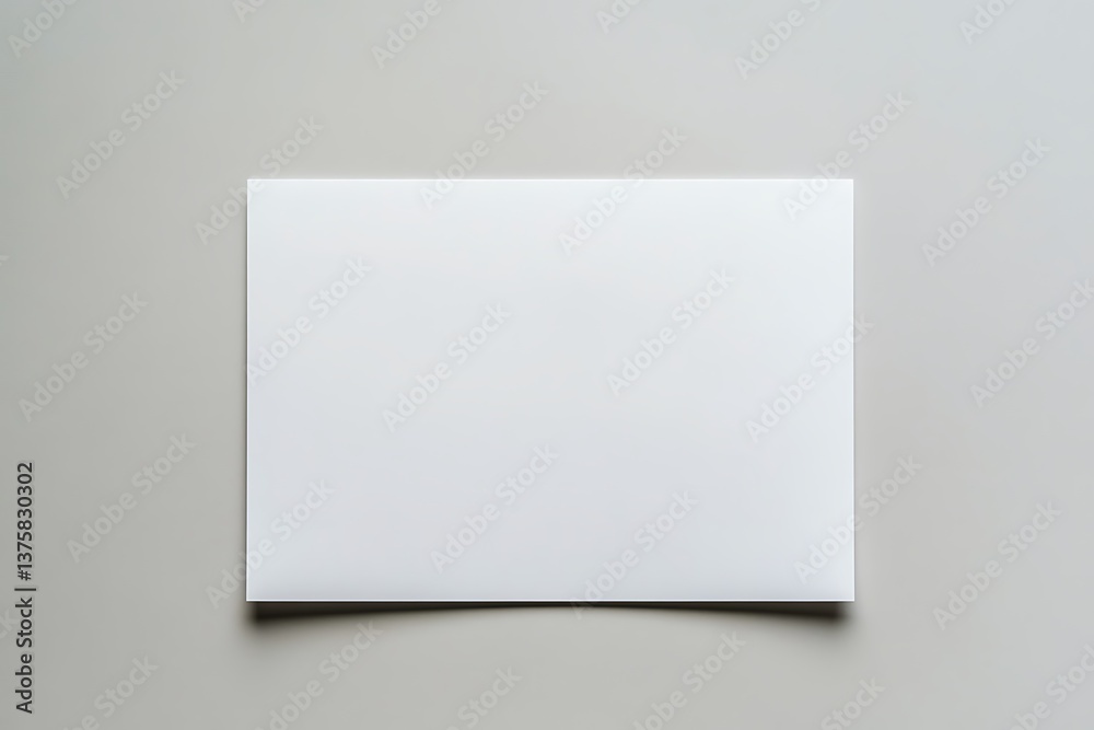 Fototapeta premium Top View White Paper on Gray Surface, Clean Minimalist Background, Flat Lay Design