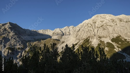 Time lapse of mountain glow Sonntagskar, Tyrol, Austria, 4 K photo