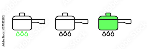 Set line Cooking pot on fire icon isolated on white background. Boil or stew food symbol. Vector