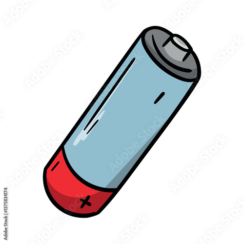 Battery. Power element. Vector hand drawn illustration isolated on white background. Image for print, icon, banner, flyer