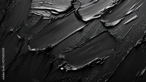 monochromatic elegance a striking close up of black paint strokes showcasing artistic texture and depth in a visually captivating dark canvas