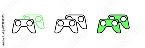 Set line Game controller or joystick for game console icon isolated on white background. Vector